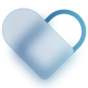 blue heart icon blurred aligned left