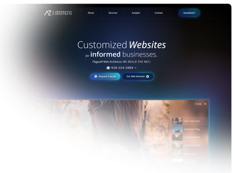 home page screenshot of flagstaff web architects - faded on left and bottom