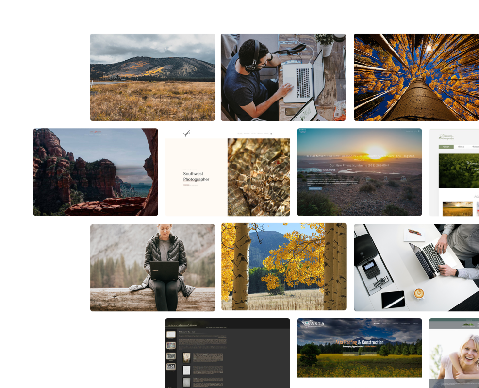 collage of flagstaff web design home page screenshots aligned right