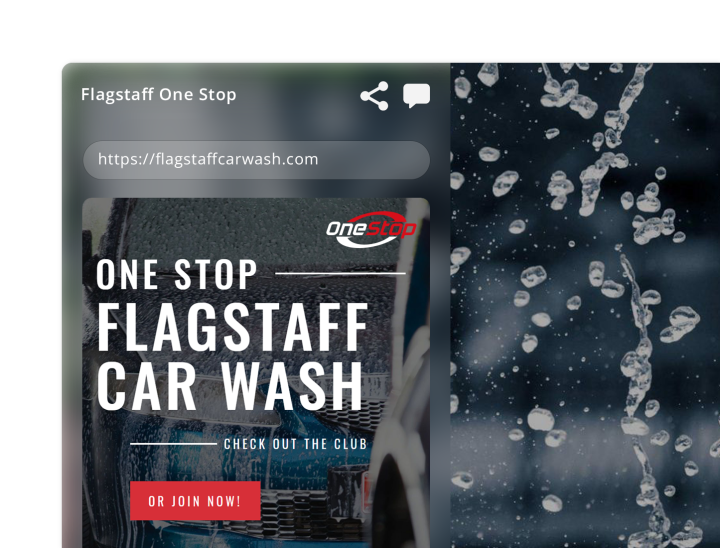 phone landing page with background for a flagstaff web design client one stop car wash
