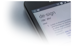phone with the definition of design pointing to our flagstaff website design portfolio faded on the left and bottom