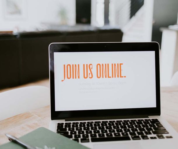 Laptop With Join Us Online